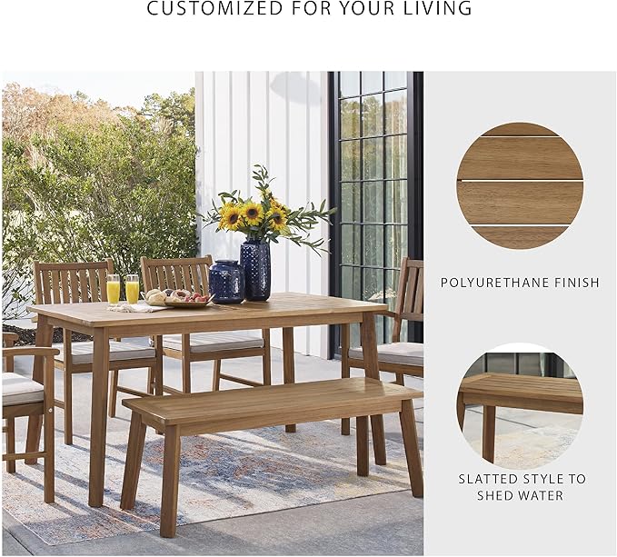 Signature Design by Ashley Janiyah Casual Outdoor Dining Bench, Light Brown - Photo 5