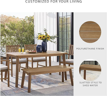 Signature Design by Ashley Janiyah Casual Outdoor Dining Bench, Light Brown