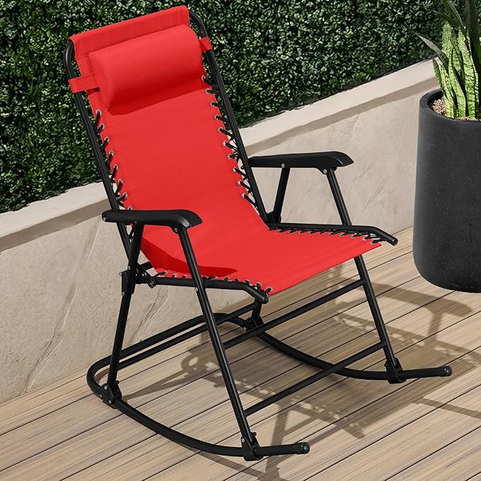 Best Choice Products Outdoor Folding Rocking Chair, Zero Gravity Lounge Chair - Photo 2