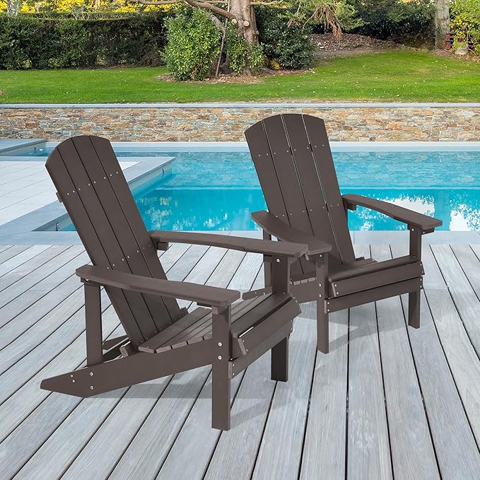 Adirondack Chairs, Plastic Adirondack Chairs Set of 2, All-Weather Resistant, Widely Used in Outdoor, Fire Pit, Deck, Outside, Garden