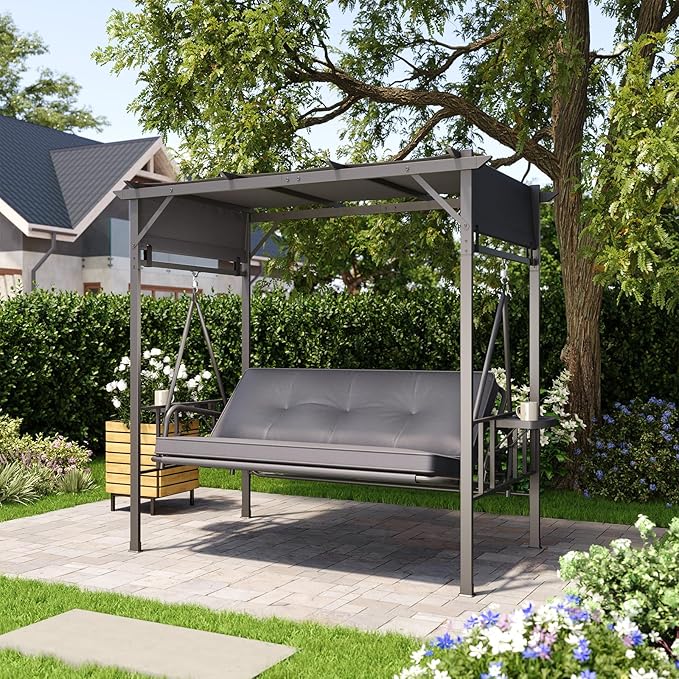 AECOJOY 2-in-1 Convertible Porch Swing Bed 3 Seat - Photo 7