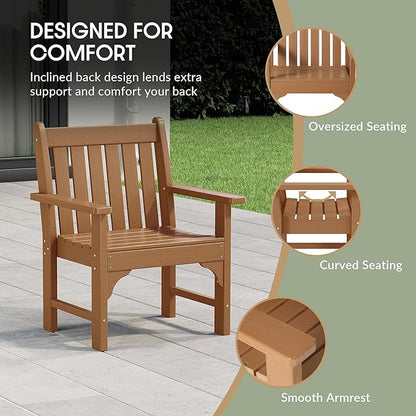 WestinTrends Malibu Outdoor Patio HDPE Adirondack Dining Arm Chair, Teak