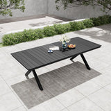 Pellebant 94" Outdoor Dining Table for 8-10, 8ft Aluminum Patio Table with Umbrella Hole - Photo 1