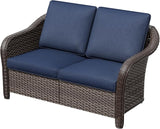 55" Outdoor Loveseat Wicker 2-seat Sofa with Removable Cushions, Conversation Patio Furniture, PE Rattan Couch - Photo 7