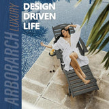 Patio Chaise Lounge Chair, HDPE Outdoor Lounge Chairs with 5-Position Adjustable Backrest, Cup Holder and Wheels - Photo 3