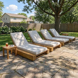 Christopher Knight Home Tory Acacia Wood Chaise Lounge Chair Outdoor Set of 4, Poolside Sun Lounger Recliner - Photo 4