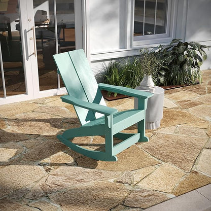 Taylor & Logan Ebbe Modern All-Weather 2-Slat Poly Resin Adirondack Chair in Sea Foam - Set of2