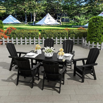 WestinTrends Malibu Outdoor Patio HDPE Plastic Adirondack Dining Chair Black