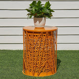 Y&M Set of 3 Meatal Round Side Tables, Multifunctional Coffee Table End Table for Indoor, Outdoor Garden Stool-Orange - Photo 6