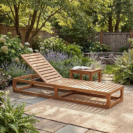 Christopher Knight Home Vauz Patio Chaise Lounge Chair Outdoor, Acacia Wood Poolside Sun Lounger with Slatted Design, Open Frame Pool Lounger with Adjustable Backrest, Natural (Frame Only)