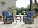 Rilyson Patio Tables Wicker Side Table - Rattan End Table with Glass Top for Outdoor Outside Patio Porch Deck Square - Photo 5