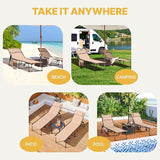 Yaheetech 22.4" Outdoor Folding Tanning Chair, Chaise Lounge Chairs with 5 Back Position Adjustable - Photo 7