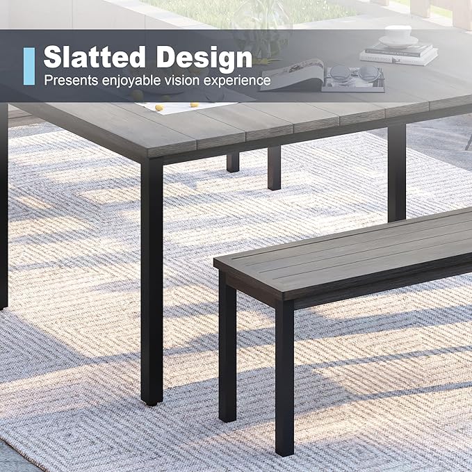 VICLLAX Outdoor Metal Bench, 51.2" Long Garden Backless Bench for Patio Porch Park Backyard, Grey