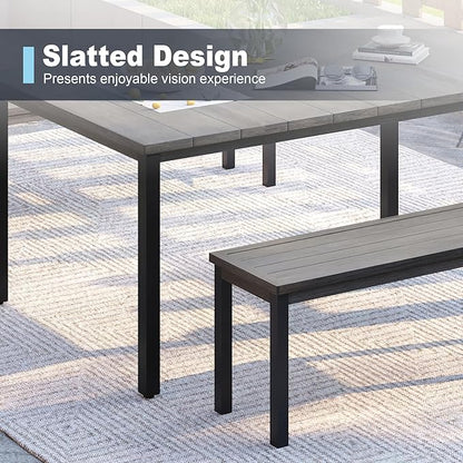 VICLLAX Outdoor Metal Bench, 51.2" Long Garden Backless Bench for Patio Porch Park Backyard, Grey