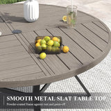 VICLLAX 50" Round Patio Table with Umbrella Hole, All Weather Metal Outdoor Dining Table for 6 - Photo 5