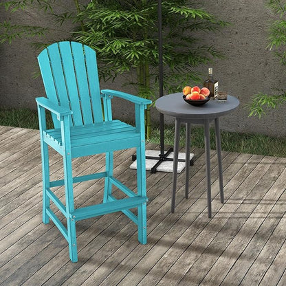 Giantex HDPE Outdoor Bar Stools - All Weather Tall Adirondack Chair with Armrest, Footrest, Load 360Lbs, 30-Inch Counter Height Bar Stool for Patio, Garden, Yard, Indoor Or Outdoor Use (1, Turquoise)