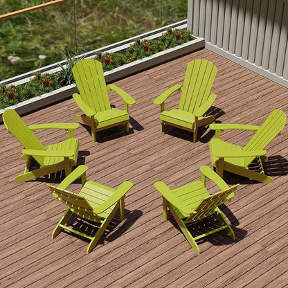 YEFU Adirondack Chairs Set of 6: Plastic Adirondack Chairs - Patio Chairs with Wood Texture - Outdoor Chair HIPS - Lawn Fire Pit Deck Porch Garden Chairs for Adults(Kelly Green)