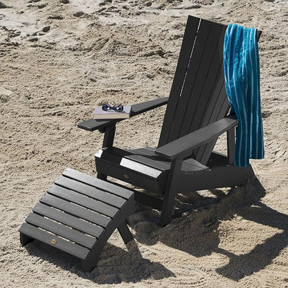 Highwood AD-KITADRI1-BKE Manhattan Beach Adirondack Chair with Ottoman, Black