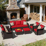 7 Pieces Patio Conversation Furniture Set - 1 Sofa, 2 Armchairs, 2 Ottomans, 2 Swivel Chairs - Photo 6