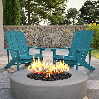 Flash Furniture Charlestown Poly Resin Adirondack Chair - Sea Foam - All Weather - Indoor/Outdoor - Set of 2
