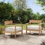 Christopher Knight Home Manny Acacia Wood Patio Accent Chair Set of 2, Wooden Lounge Chair Outdoor - Photo 1