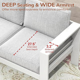 Solaste Outdoor Loveseat Aluminum Patio Furniture Sofa, All-Weather Metal Outdoor Couch with Cushions,Light Grey - Photo 3