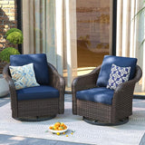 Outdoor Wicker 360 Degree Swivel Glider Rocker Chairs Set - Photo 1