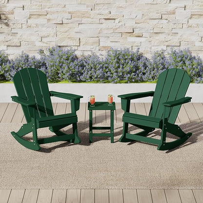 WO WESTIN OUTDOOR HDPE Laguna Outdoor Poly Adirondack Chair with Side Table, Dark Green