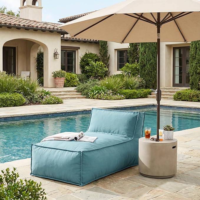 Christopher Knight Home Natty Bean Bag Chair, Fabric Bean Bag Chairs for Adults and Kids, Comfy Reading Chair, Lounge Sofa with Armrest, Indoor/Outdoor Spaces Memory Foam Bean Bag Chair, Teal