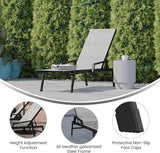 Flash Furniture Brazos Adjustable Chaise Lounge Chair with Arms, All-Weather Outdoor Five-Position Recliner, Black/Gray - Photo 4