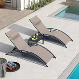 PURPLE LEAF Patio Chaise Lounge Set of 3 Outdoor Lounge Chair Beach Pool Sunbathing Lawn Lounger Recliner Outside - Photo 1