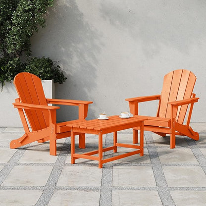 Costaelm Adirondack Conversation Table, HDPE Outdoor Drink Weather Resistant, Outdoor Patio Porch Accent Balcony Table for Pool, Seaside, Backyard, Orange