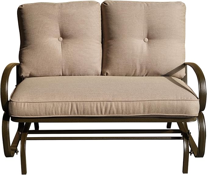 Kozyard Cozy Patio Glider Bench - Outdoor Rocking Loveseat with Sturdy Frame and Cushioned Seats for Patio - Photo 7