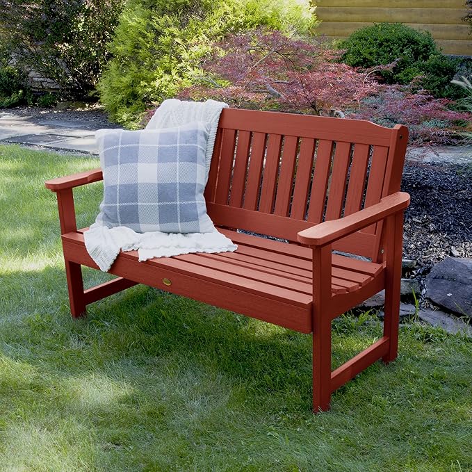 highwood Lehigh Garden Bench, 5 Feet, Rustic Red