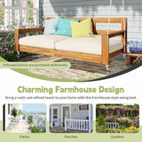 LUMISOL Twin Size Porch Swing Daybed Frame, Garden Porch Swing Bench Chair with 4 Hanging Ropes for Backyard Outdoor - Photo 4