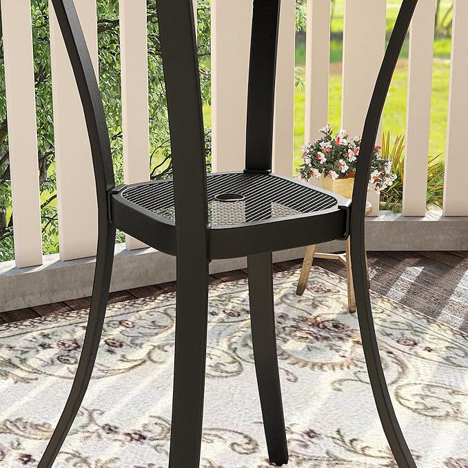 VICLLAX 28" Round Outdoor Bar Table, Counter Height Patio Table with Adjustable Umbrella Hole for Balcony - Photo 4