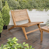 JONATHAN Y PAT2000A Leo Mid-Century Modern Wood Armless Outdoor Patio Chair Contemporary, Bohemian, Coastal - Photo 2