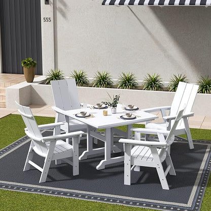 WestinTrends Ashore Outdoor Patio HDPE Plastic Modern Adirondack Dining Chair White