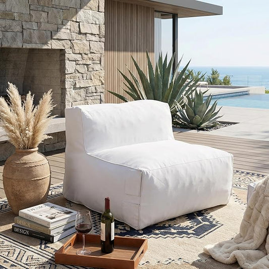 Christopher Knight Home Yanita Comfy Outdoor Bean Bag Chair, All Weather Bean Bag Chairs for Adults and Kids, Indoor/Outdoor Single Sofa, Patio Lounge Chair, Modern Outdoor Lounge Seating, Light Grey