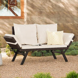Flamaker Outdoor Convertible Sofa, Woven Rattan Patio Furniture Sunbed with Adjustable Armrests - Photo 8