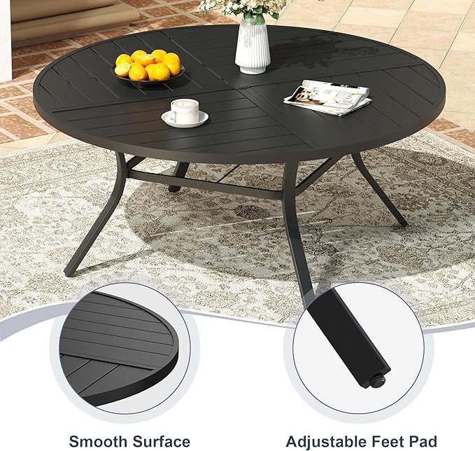 VICLLAX 63" Round Patio Dining Table for 8-10 - Photo 6