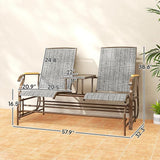 Outsunny 2 Person Outdoor Glider Bench, Patio Swing Glider Chair Loveseat with Breathable Mesh, Table - Photo 3
