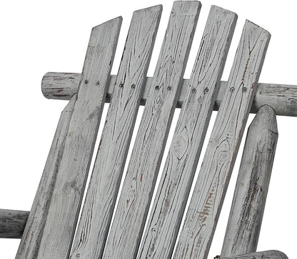 Log Wooden Rocking Chair - Porch Rocker with Slatted Seat & Backrest | Wood Rocking Chair Outdoor Accent Furniture for Balcony, Garden, Poolside, Backyard Gray