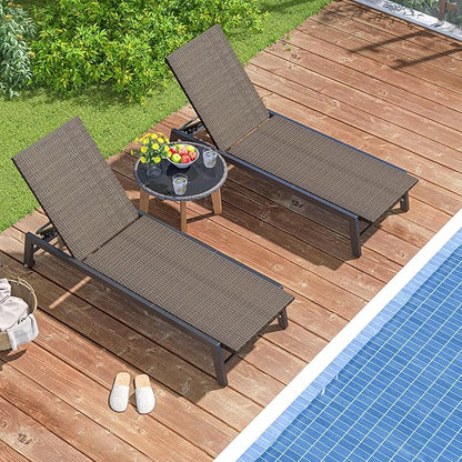 Tangkula PE Wicker Patio Chaise Lounge Chair, Outdoor 4-Position Recliner with Wheels, Outdoor Reclining Chair for Poolside, Backyard and Deck (1, Mix Brown)
