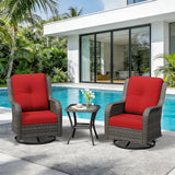 3 Piece Outdoor Wicker Patio Furniture Set, Swivel Rocker Patio Chairs Set with Thickened Olefin Cushions - Photo 9