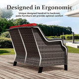 Outdoor Patio Loveseat, All-Weather 2-Seater Wicker Loveseat with Cushions, Outdoor Patio Love Seat Sofa for Garden - Photo 4