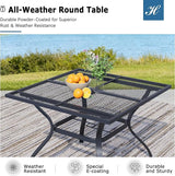 Square Patio Dining Table, All-Weather Metal Steel Mesh Patio Table with Umbrella Hole - Photo 5