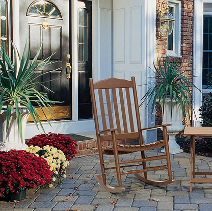D&F Design Outdoor Rocking Rocker, Wood Rocking Chair with High Back and Curved Seat, UV Treated (Brown), Outdoor and Indoor use