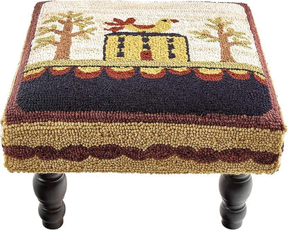Park Designs Bless Our Home Hooked Stool, Farmhouse Style Ottoman, Country Home Decor