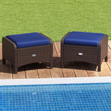 Tangkula 2 Pieces Outdoor Patio PE Wicker Ottomans with Removable Cushions, Outdoor Furniture for Additional Seating - Photo 2